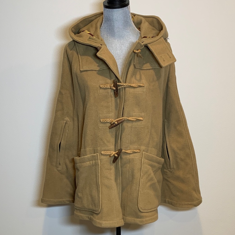 RUGBY Ralph Lauren Tan Hooded Cape with Toggle Closures